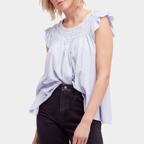 We The Free Tops - Free People We The Free Coconut Ruffled Top in Cloud - sz Medium